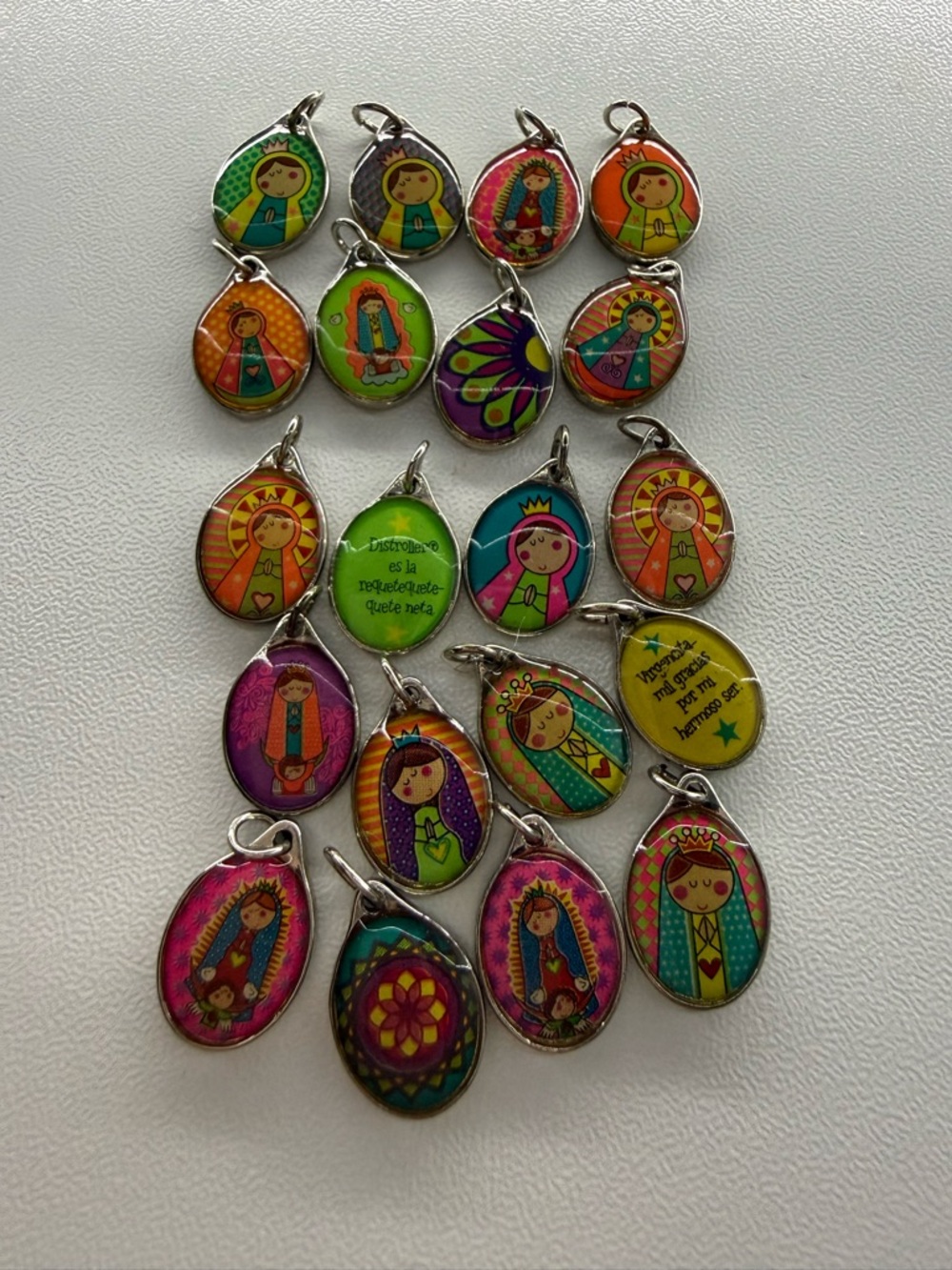 Lot of 20 Colorful Religious Iconité Charms - Assorted Bright Colors